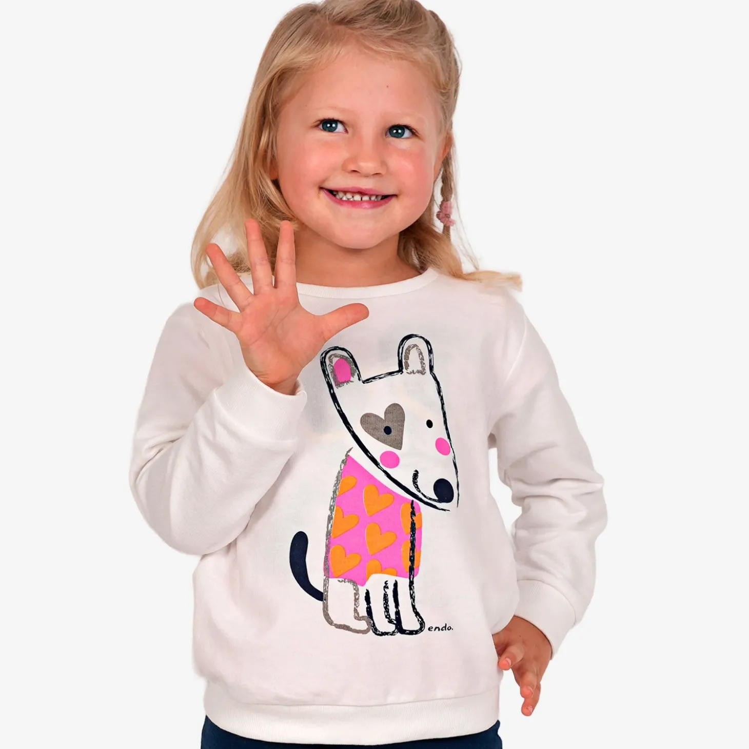 Bluza dla dziewczynki, z pieskiem, biała 3-8 lat
