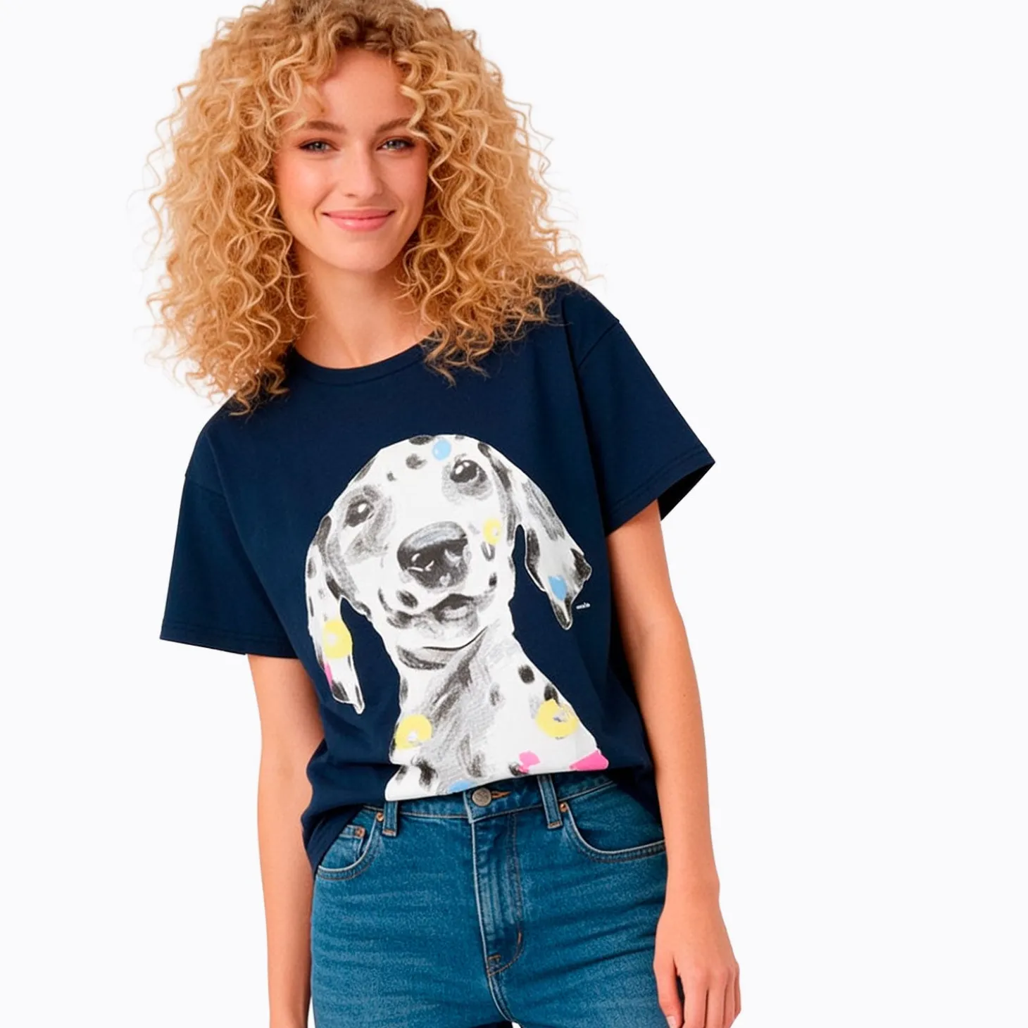Damski T-shirt granatowy "dalmatyńczyk"