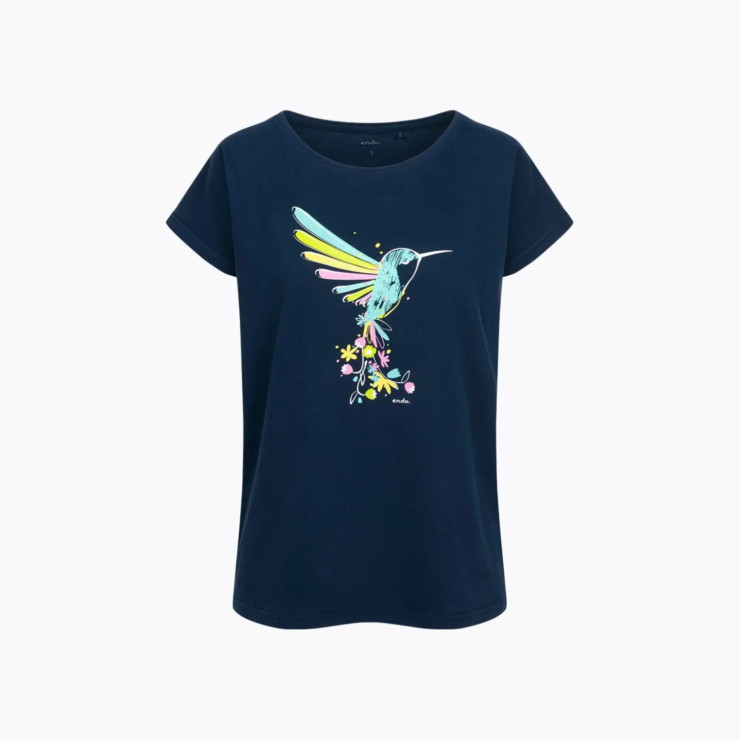 Damski T-shirt granatowy "koliber"