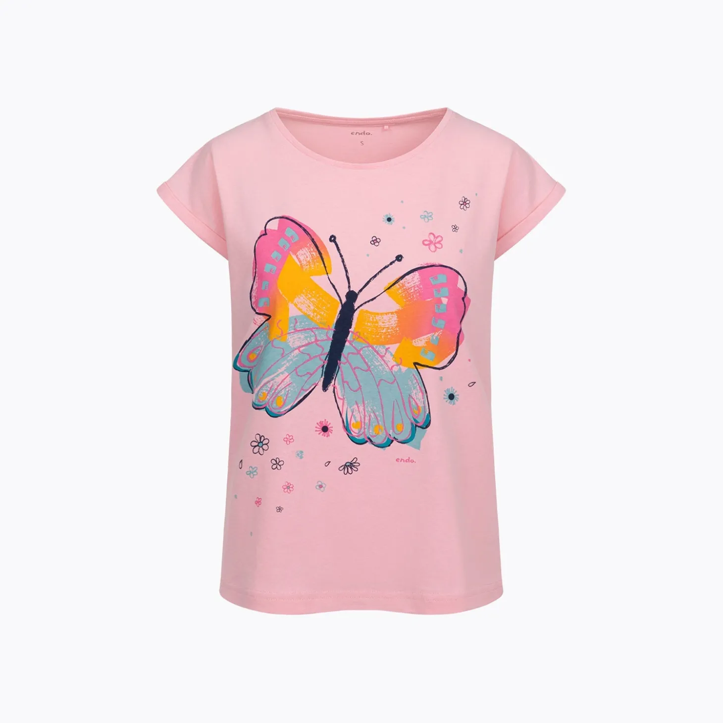 Damski T-shirt z krótkim rękawem ,różowy z motylem