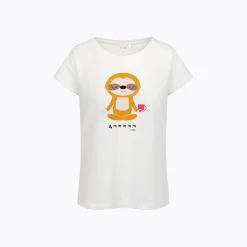Damski t-shirt z krótkim rękawem, z motywem yogi, biały