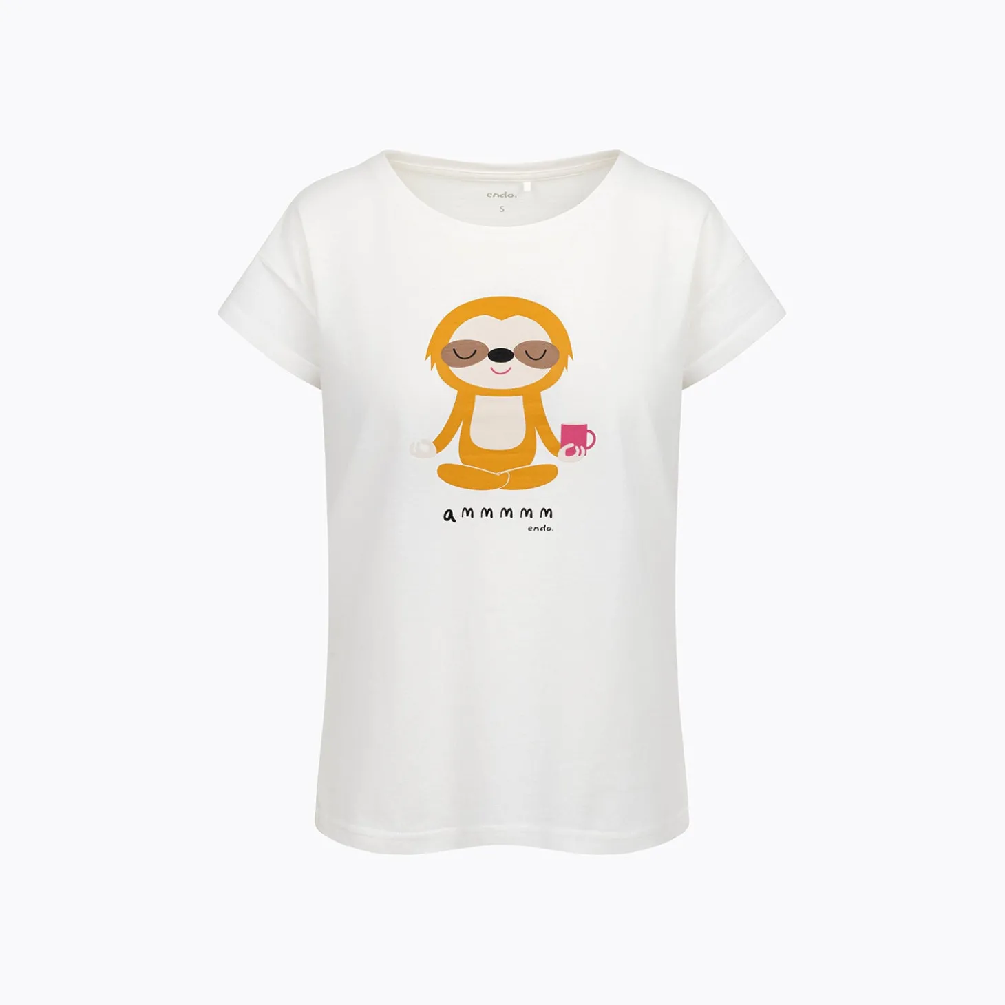 Damski t-shirt z krótkim rękawem, z motywem yogi, biały