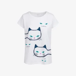 Damski t-shirt z krótkim rękawem, z kotami