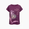 Damski t-shirt z krótkim rękawem, z dmuchawcami, fioletowy