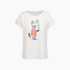 Damski t-shirt z krótkim rękawem, z pieskiem, biała