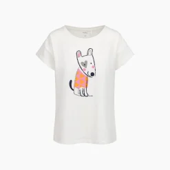Damski t-shirt z krótkim rękawem, z pieskiem, biała