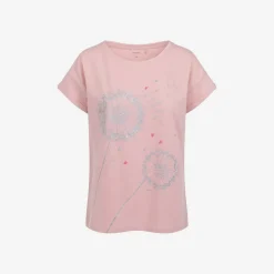 Damski t-shirt z krótkim rękawem, z dmuchawcami, różowy