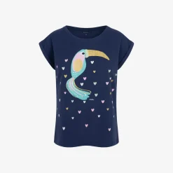 Damski t-shirt z krótkim rękawem, z tukanem, granatowy