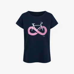 Damski t-shirt z krótkim rękawem, z motywem rowerowym, granatowy
