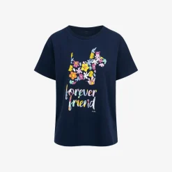 Damski t-shirt z krótkim rękawem, z napisem "Forever Friend", granatowy