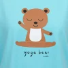 Damski t-shirt z krótkim rękawem, z motywem yogi, niebieski