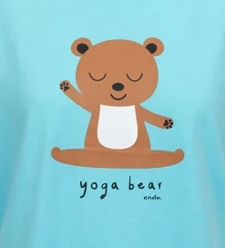 Damski t-shirt z krótkim rękawem, z motywem yogi, niebieski