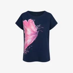 Damski t-shirt z krótkim rękawem, z motylem, Biały