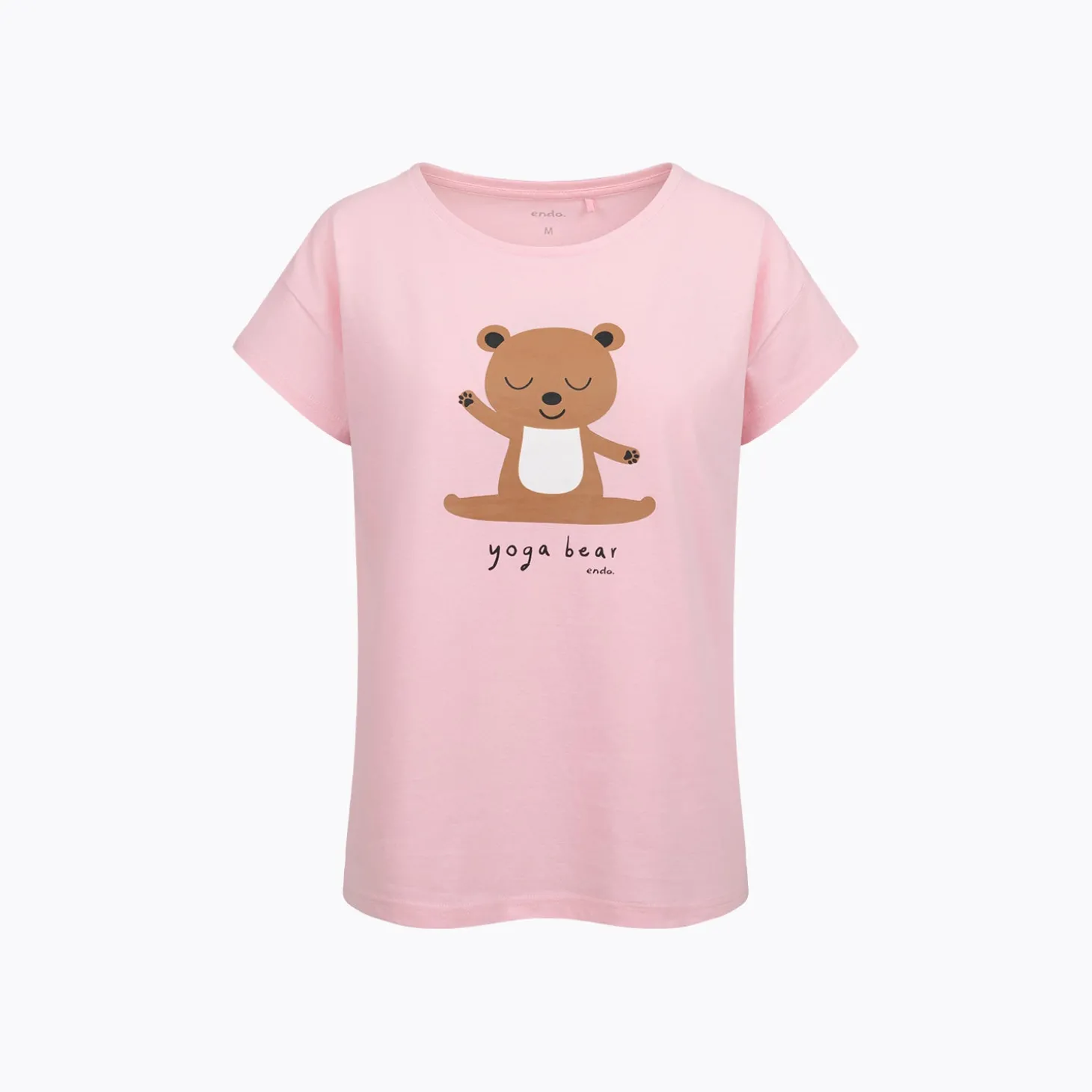 Damski t-shirt z krótkim rękawem, z misiem, różowy