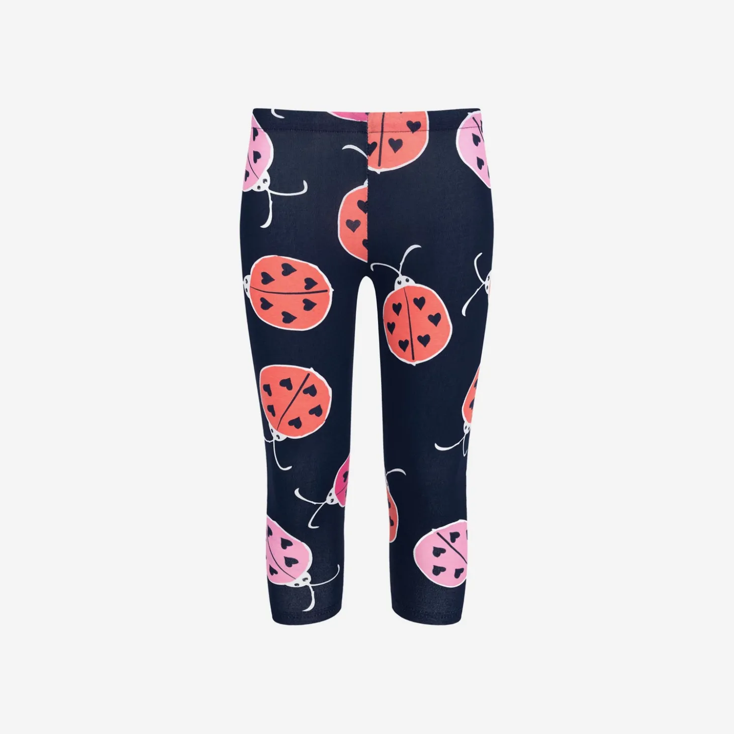 Legginsy 3/4 dla dziewczynki, z biedronkami, granatowe 3-8 lat