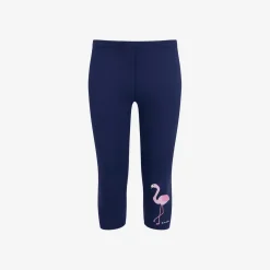 Legginsy 3/4 dla dziewczynki, z flamingiem, granatowe 9-13 lat