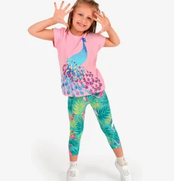 Legginsy 3/4 dla dziewczynki, z flamingami 3-8 lat