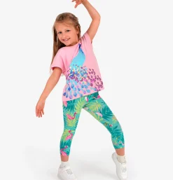 Legginsy 3/4 dla dziewczynki, z flamingami 3-8 lat