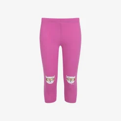 Legginsy 3/4 dla dziewczynki, z kotami, różowe 3-8 lat