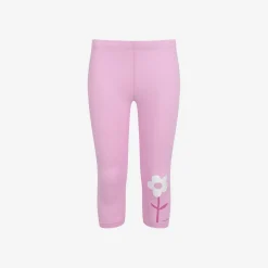 Legginsy 3/4 dla dziewczynki, z kwiatkiem, różowe 3-8 lat