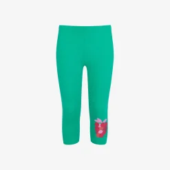 Legginsy 3/4 dla dziewczynki, z maliną, zielone 9-13 lat
