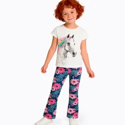 Legginsy flare dla dziewczynki 3-8 lat, niebieskie 