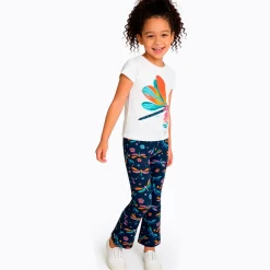 Legginsy flare dla dziewczynki, z ważkami, granatowe 3-8 lat