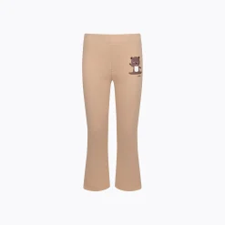 Legginsy flare dla dziewczynki, z misiem, beżowe 9-13 lat