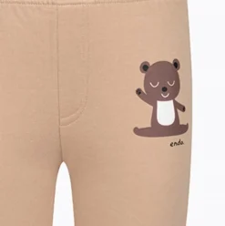 Legginsy flare dla dziewczynki, z misiem, beżowe 9-13 lat