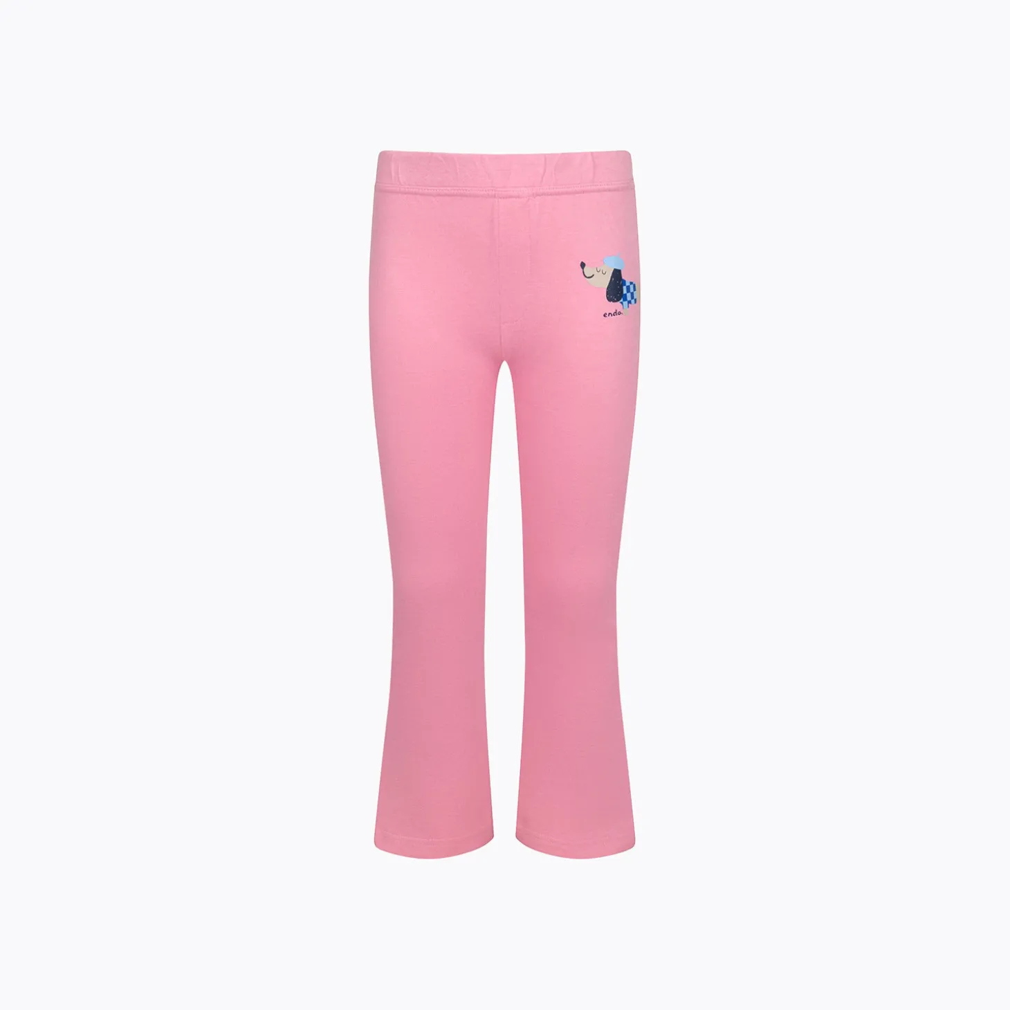 Legginsy flare dla dziewczynki, z francuskim pieskiem, różowe 3-8 lat