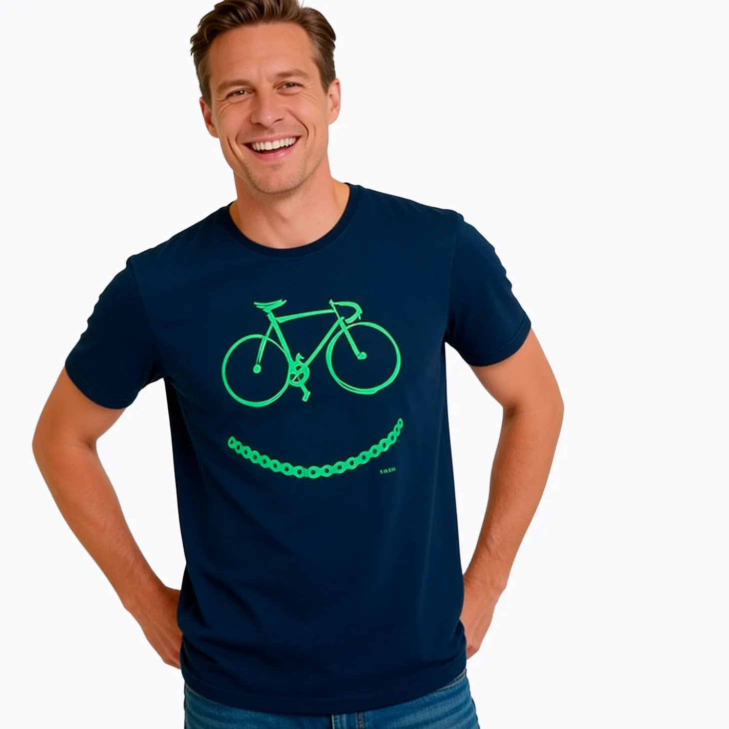 Męski T-shirt granatowy "rower"