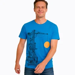 Męski T-shirt niebieski "żuraw portowy"