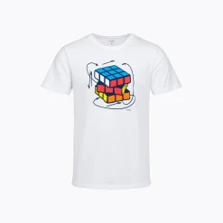 Męski T-shirt z krótkim rękawem biały z kostką rubika