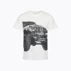 Męski T-shirt z krótkim rękawem biały "terenówka"