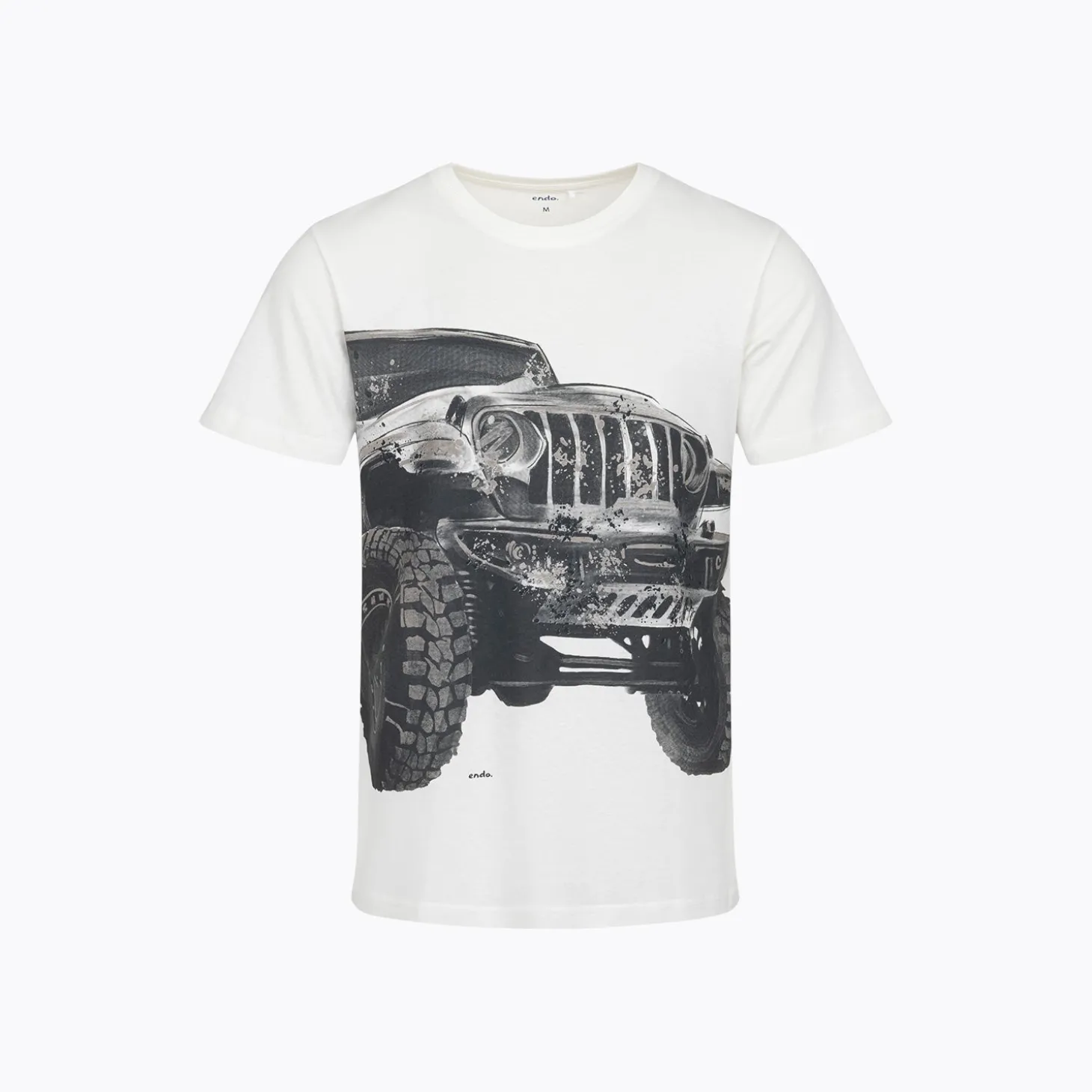 Męski T-shirt z krótkim rękawem biały "terenówka"