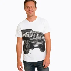 Męski T-shirt z krótkim rękawem biały "terenówka"