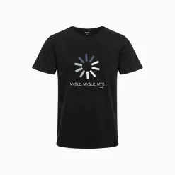 Męski T-shirt z krótkim rękawem czarny "myślę"