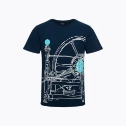 Męski T-shirt z krótkim rękawem granatowy z konstukcją mechaniczną