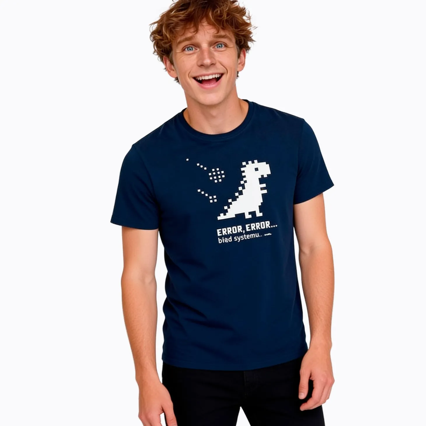 Męski T-shirt z krótkim rękawem granatowy "error"