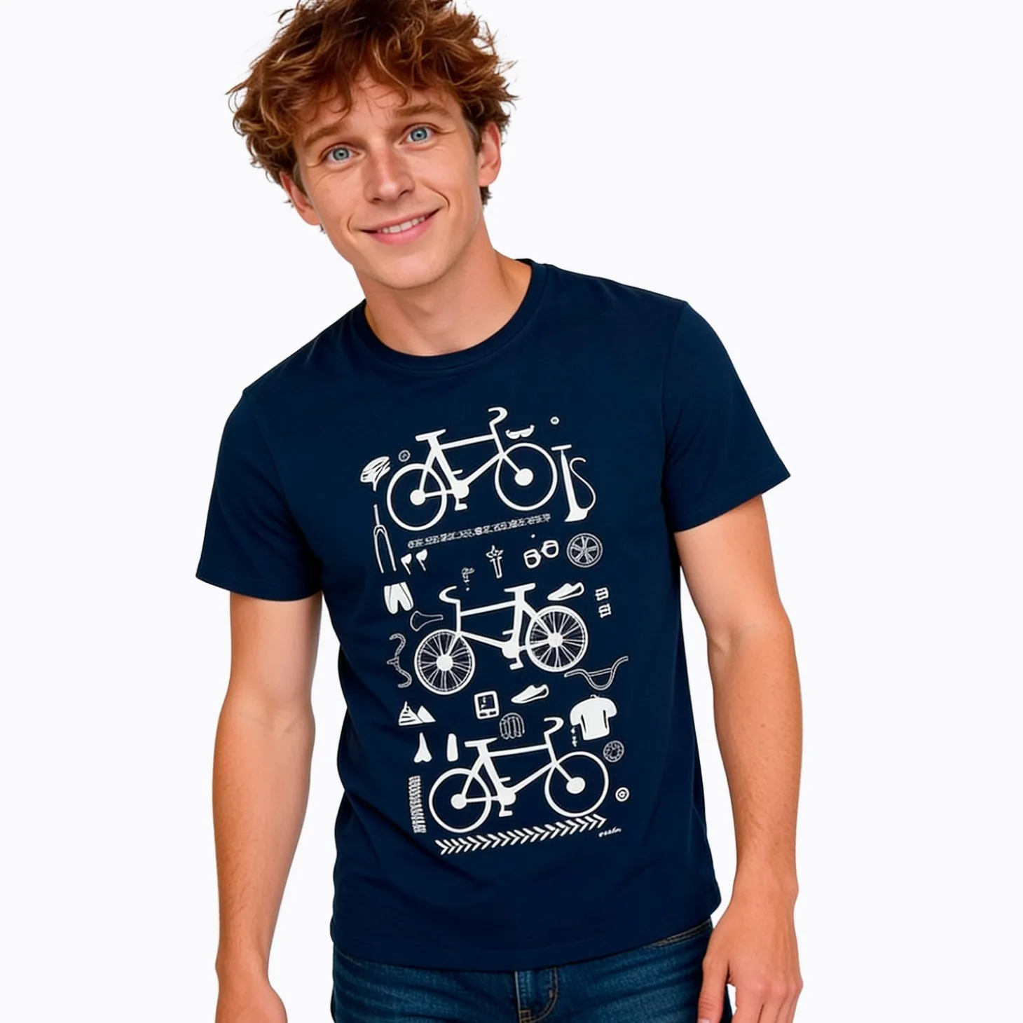 Męski T-shirt z krótkim rękawem granatowy "rowery trzy"
