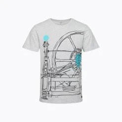 Męski T-shirt z krótkim rękawem jasnoszary z konstrukcją mechaniczną