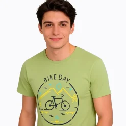 Męski T-shirt z krótkim rękawem seledynowy "bike day"