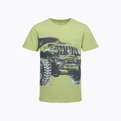 Męski t-shirt z krótkim rękawem, z autem terenowym, zielony