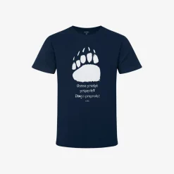 Męski t-shirt z krótkim rękawem, z łapą niedźwiedzia, granatowy