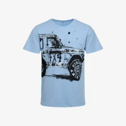 Męski t-shirt z krótkim rękawem, z autem, Niebieski