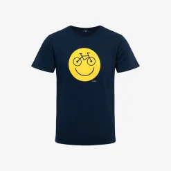 Męski t-shirt z krótkim rękawem, z emotikonem, granatowy