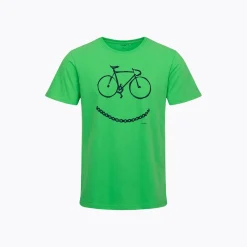Męski T-shirt z krótkim rękawem zielony z rowerem