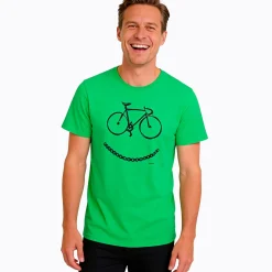 Męski T-shirt z krótkim rękawem zielony z rowerem