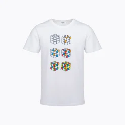 Męski t-shirt z krótkim rękawem, z kostkami Rubika, biały
