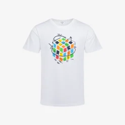 Męski t-shirt z krótkim rękawem, z kostką Rubika, Biały